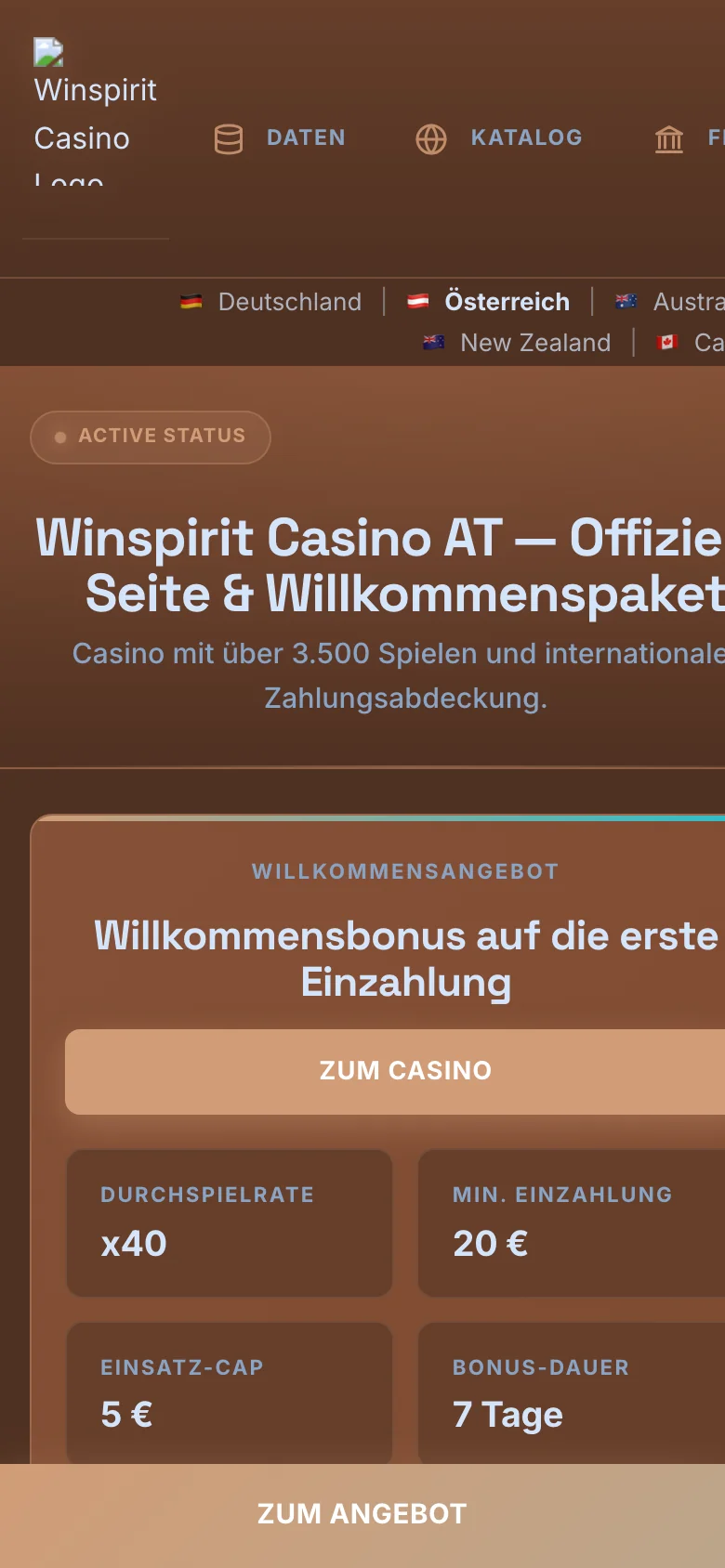 Winspirit Casino mobile lobby screenshot