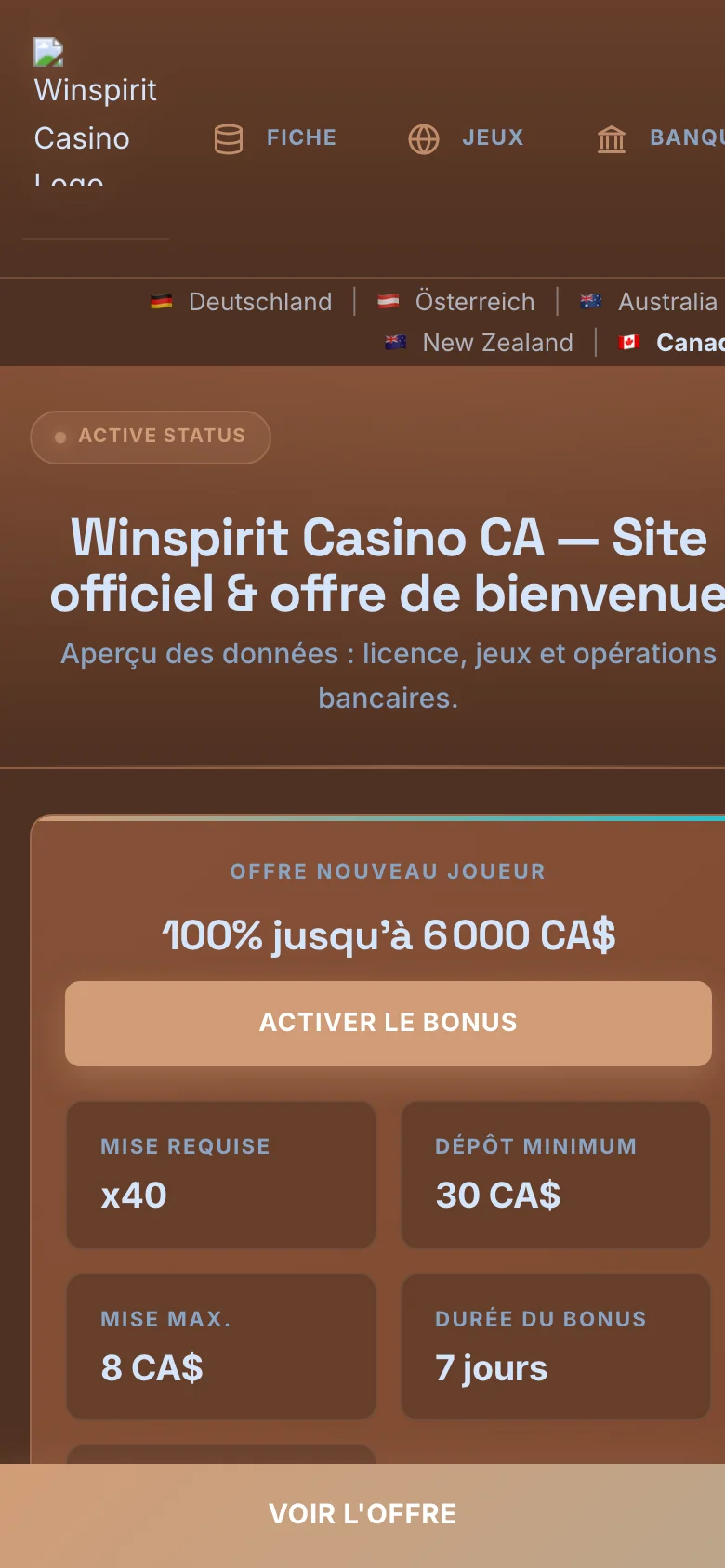 Winspirit Casino mobile lobby screenshot